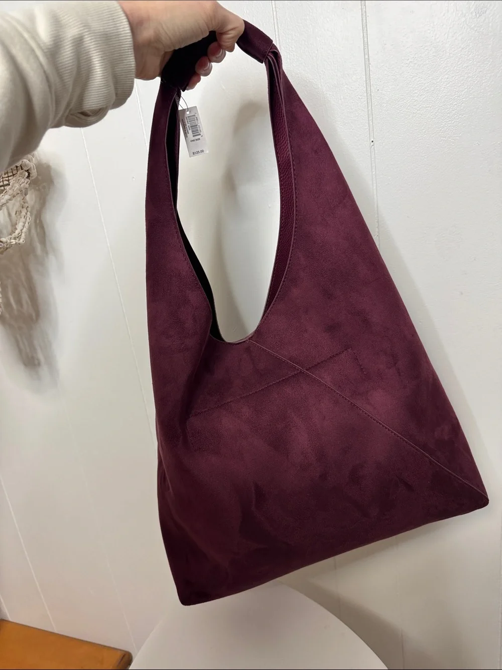 Banana republic vegan leather slouchy tote new maroon - Picture 3 of 8